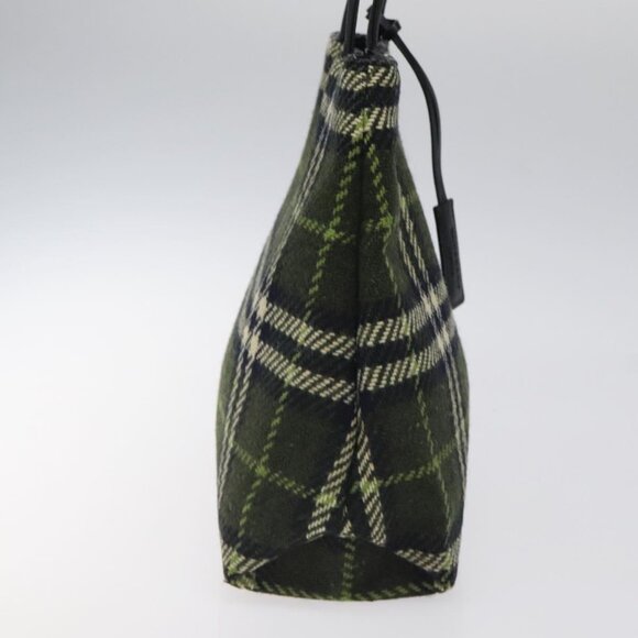 BURBERRY Nova Check Hand Bag Wool Green Black Auth BD1322 - Picture 5 of 16